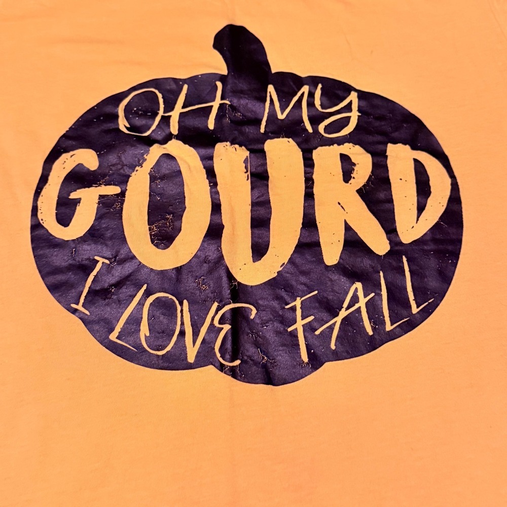 Bella Canvas Oh My Gourd I Love Fall Pumpkin Graphic Tee Yellow Medium - Picture 2 of 6